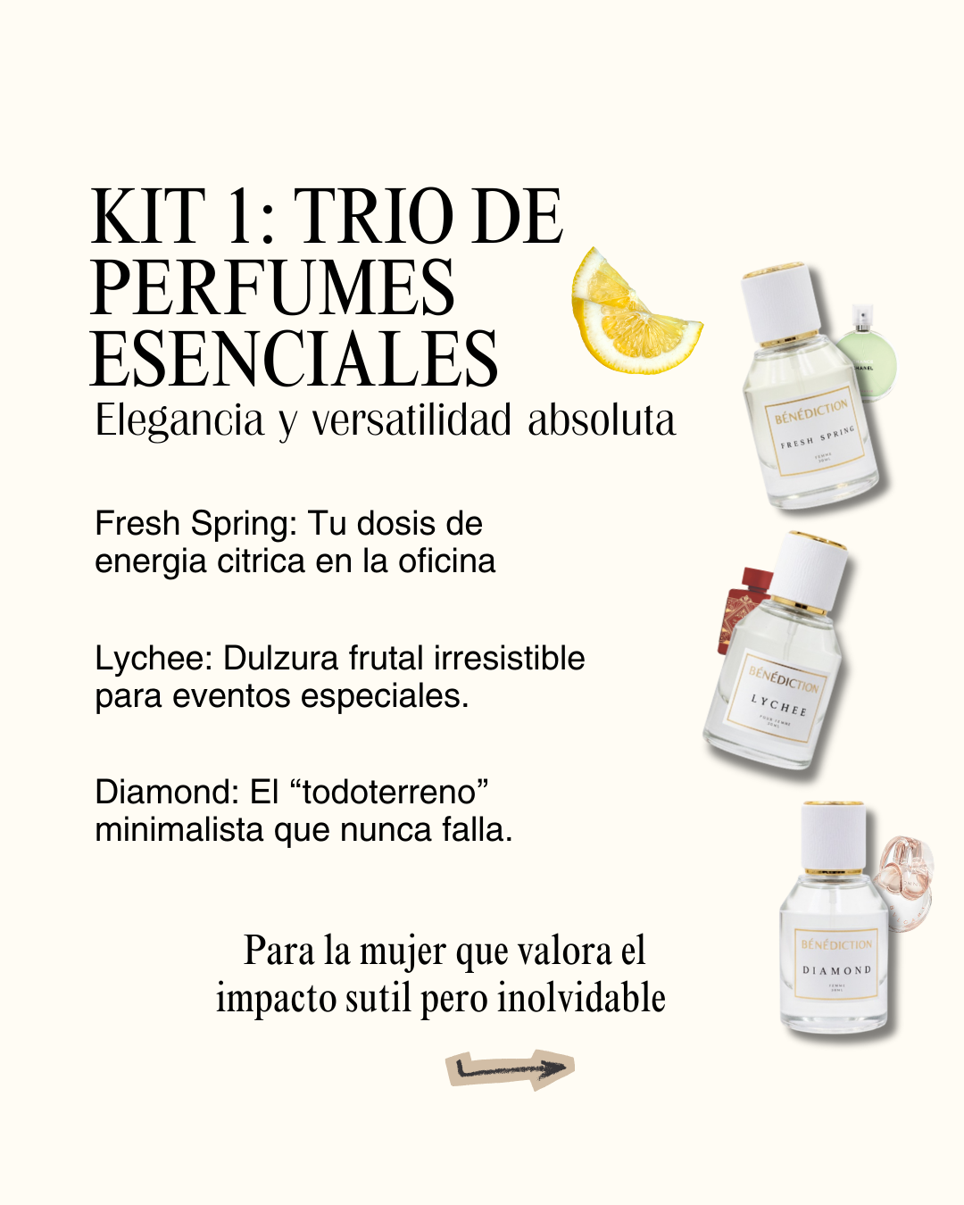 TrÃo de Perfumes femeninos Esenciales: Frescura, Elegancia y Versatilidad Absoluta